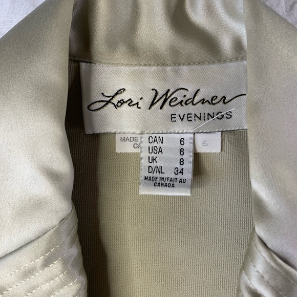 Vintage Lori Weidner Evenings Ivory 2 piece Suit 6 Satin Belted Blazer Skirt - Picture 16 of 16
